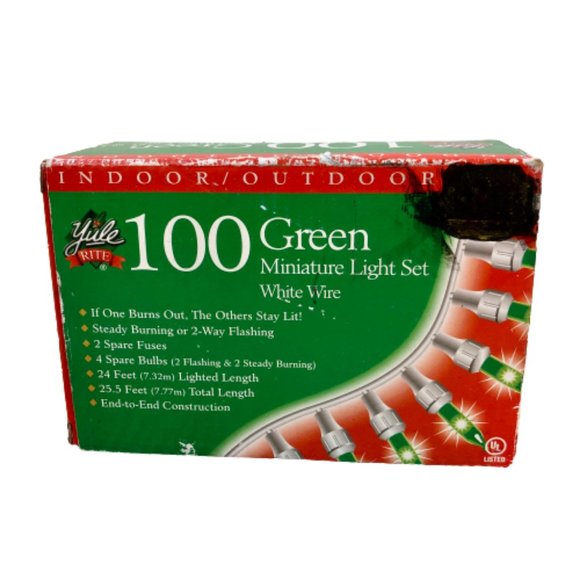 2 Sets of Christmas Lights 100 Green Miniature + 50 Clear New with Boxes - Picture 2 of 10